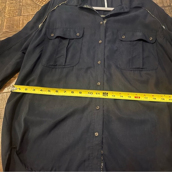 Free People Midnight Blue Shirt with Metallic Details in size Large - Picture 5 of 13